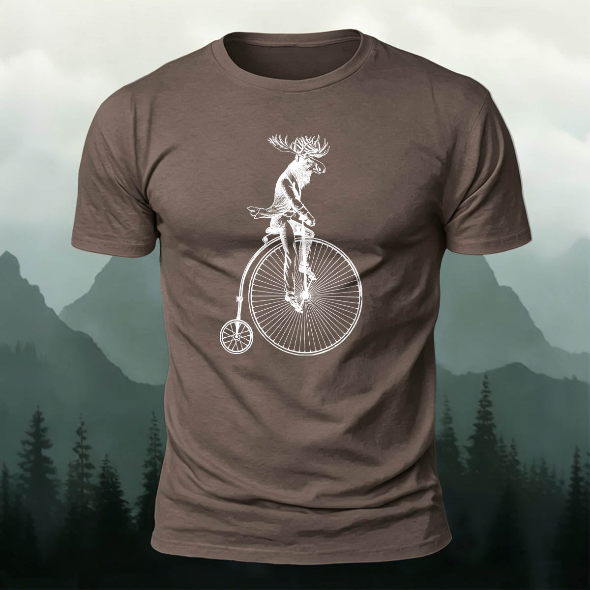 Divine Deer Acrobatic Cycling Print Casual Cotton T-Shirt