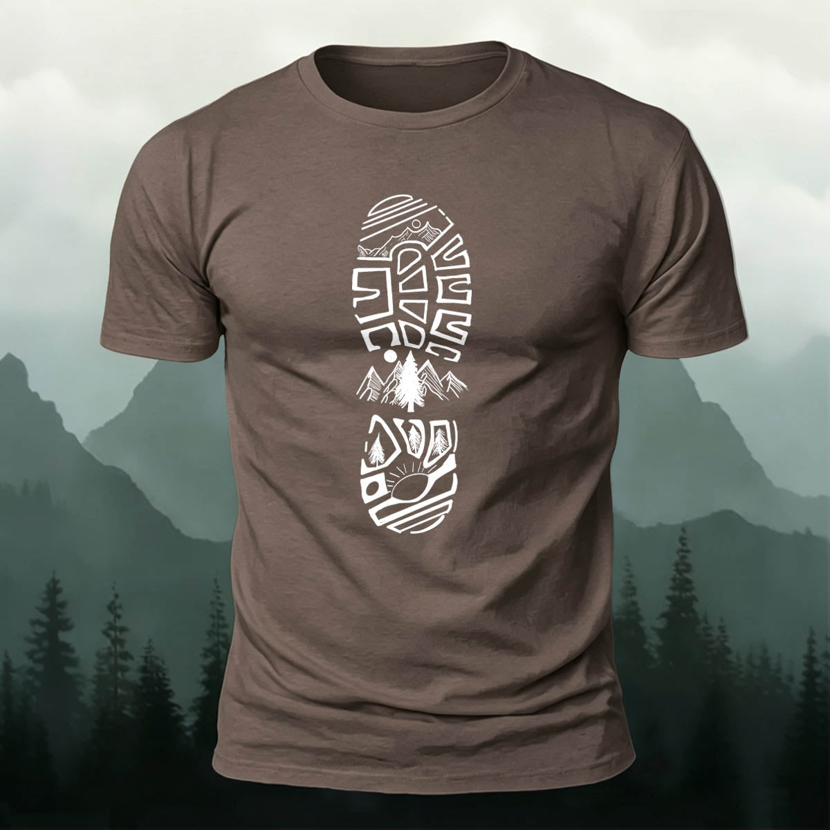 Adventure Snow Footprints Casual Cotton T-Shirt