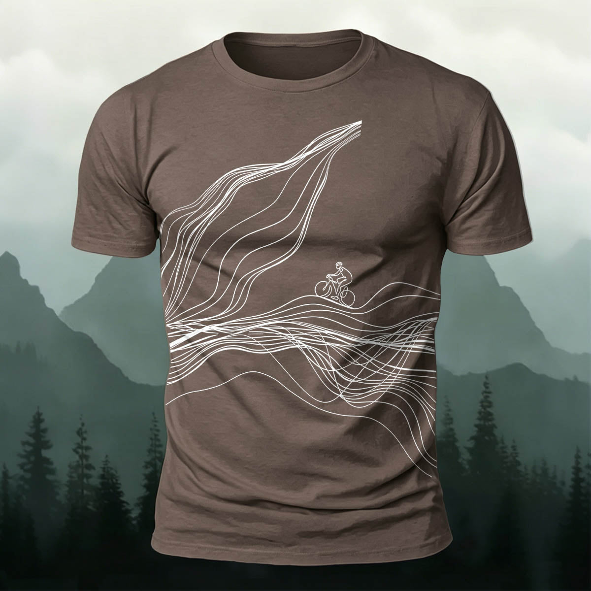Sublimation  Line Art Cycling Graphic Casual Tee
