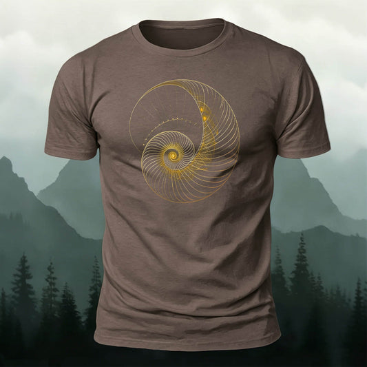 Combed Cotton Spiral-Striped Printed Casual T-Shirt