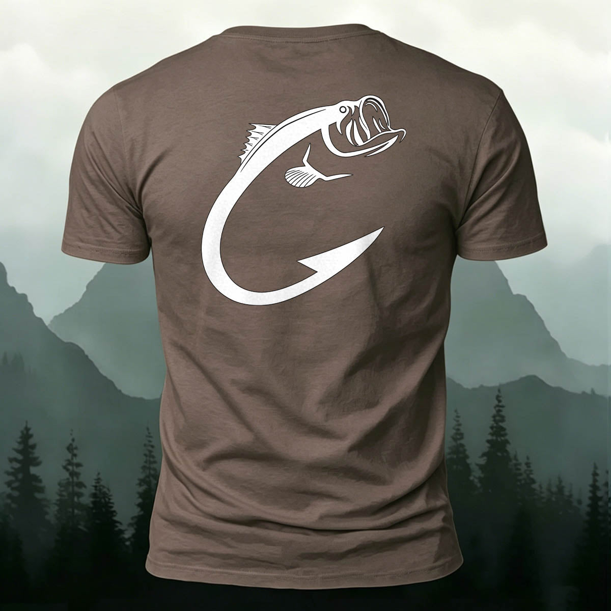 Fishing Hook Bass Print Outdoor 100% Cotton Tee