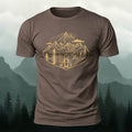 Mountain Adventure Sketched Art Print Outdoor Cotton Tee