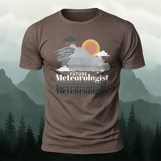 Soft Cotton Weather Print Round Neck Casual Daily T-Shirt