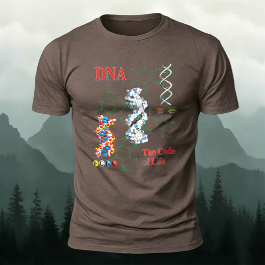 Soft Cotton DNA-Inspired Print Round Neckline T-Shirt