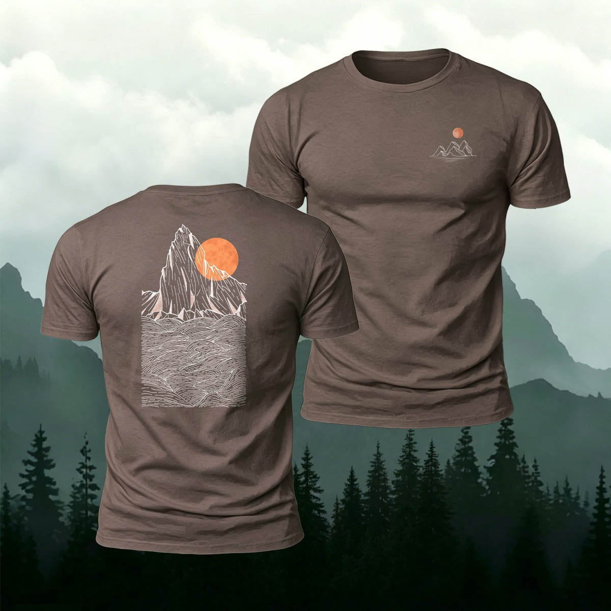Mountain Sunset Outdoor Casual Breathable T-Shirt