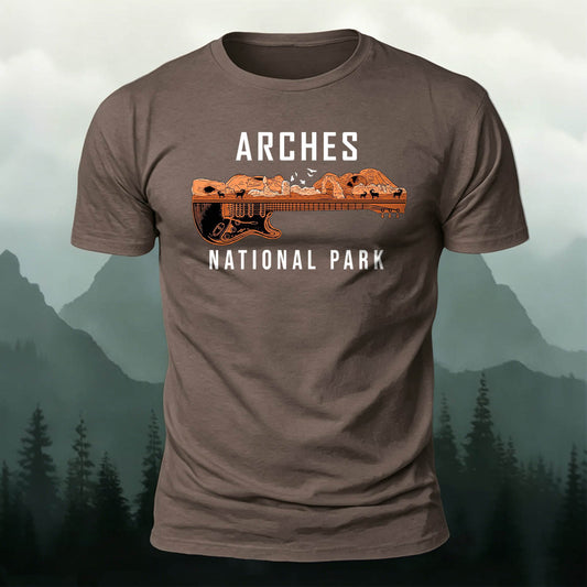 Cotton Nature Park Guitar-Printed Outdoor T-Shirt