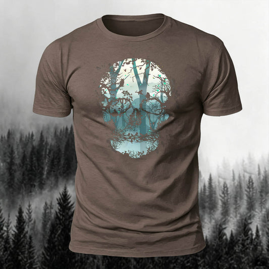 100% Cotton Skull-Print Outdoor Comfortable T-Shirt