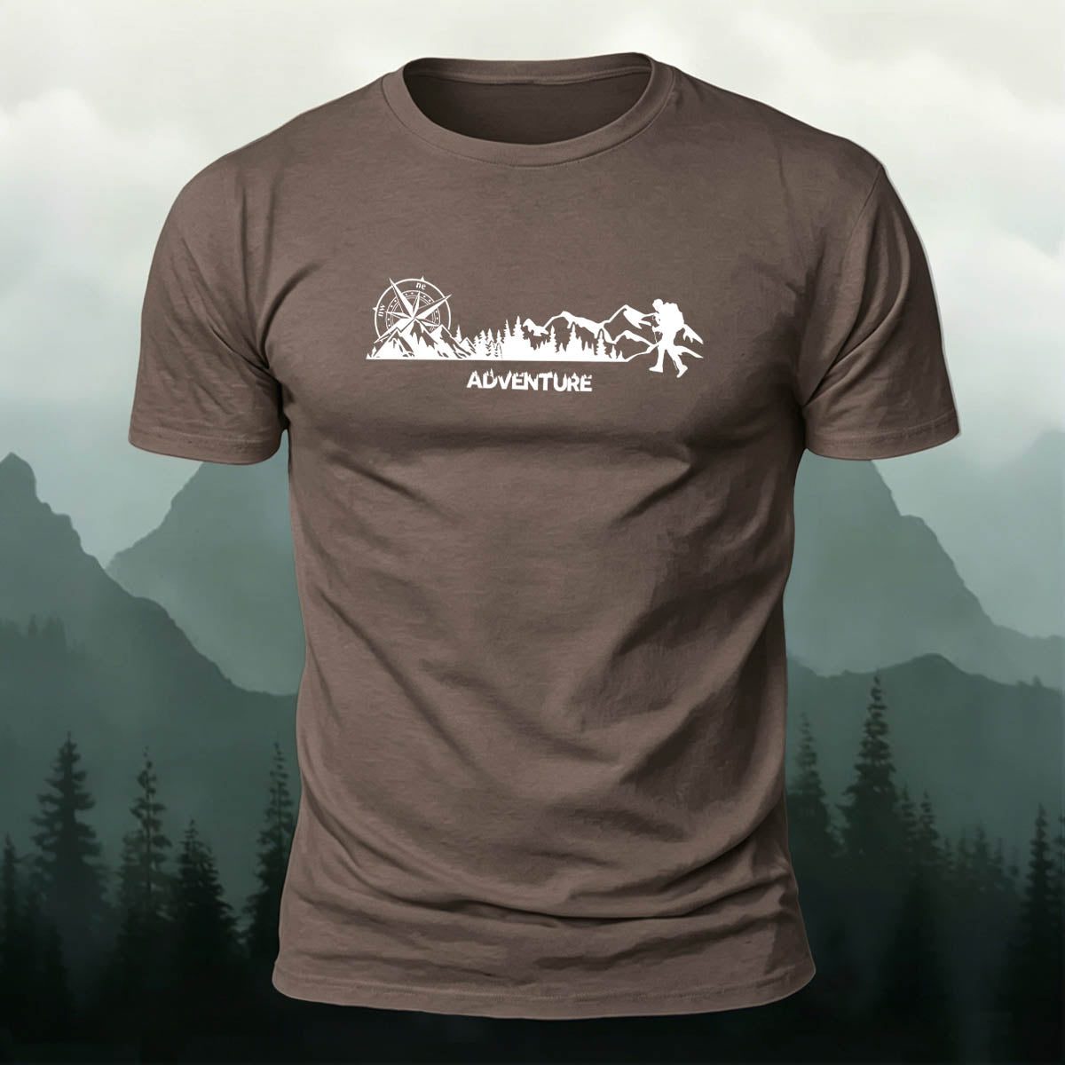 Snow Mountain Climbing Adventure Printed Casual Cotton T-Shirt
