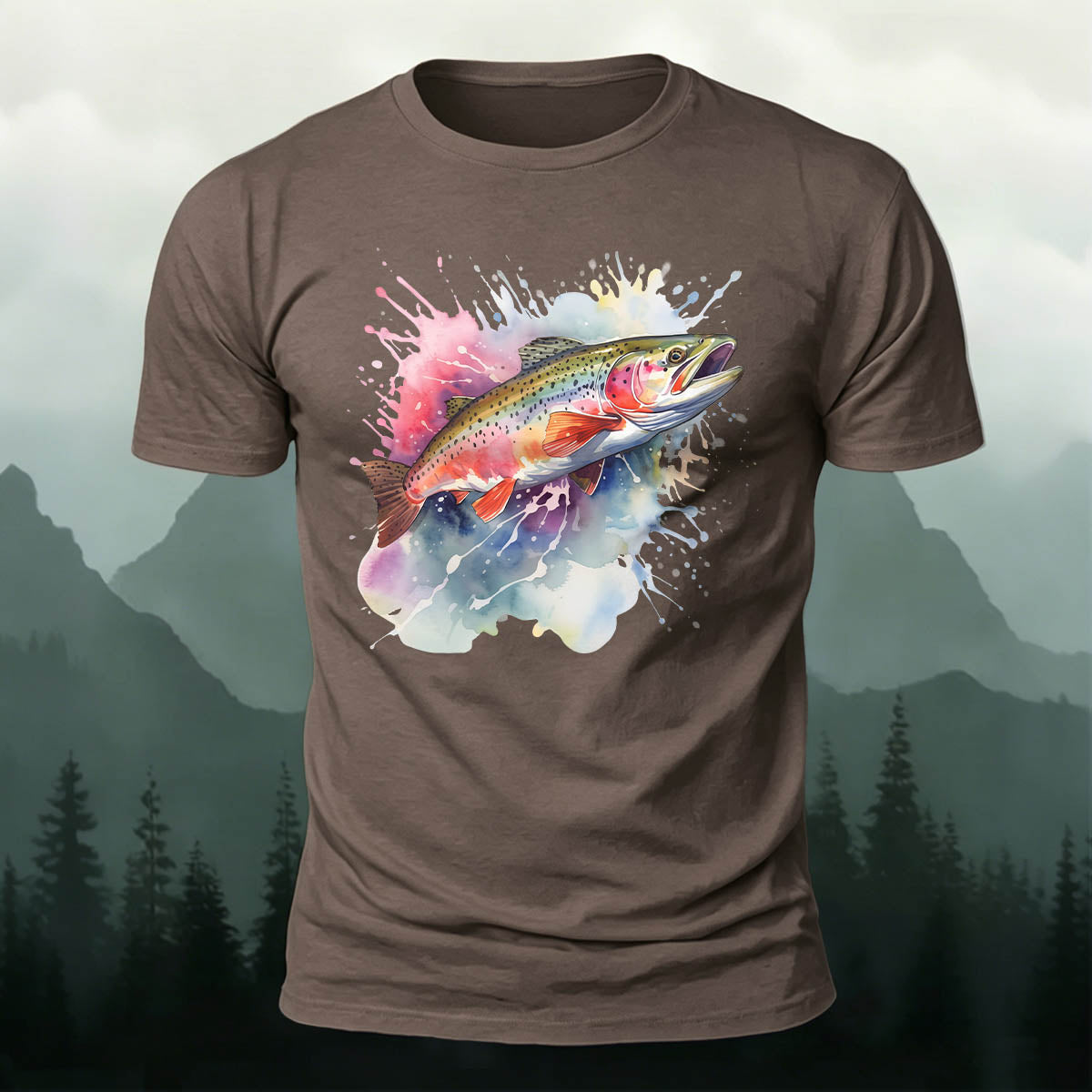 Minimalist Trout Graphic Outdoor 100% Cotton T-Shirt