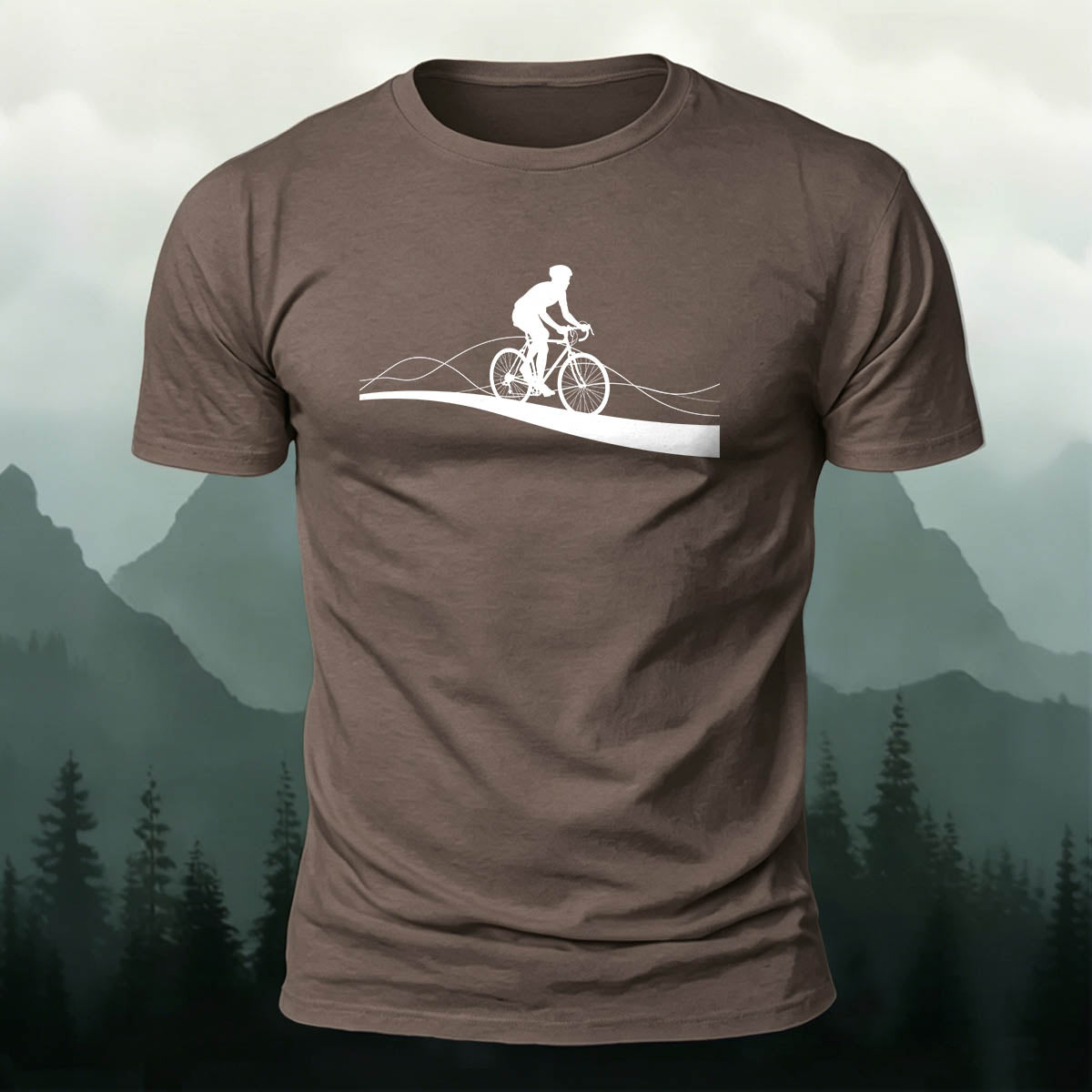 Road Cycling Art Print Comfortable Cotton T-Shirt