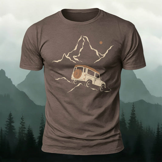 100% Cotton Driving Through the Mountains Printed Casual Tee