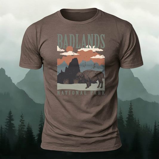 Cotton Natural Park Creative Illustration Casual T-Shirt