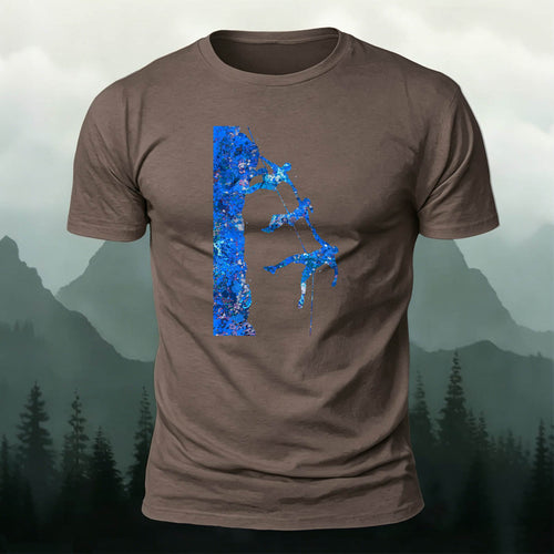 Adventure and Hiking Blue Printed Cotton T-Shirt
