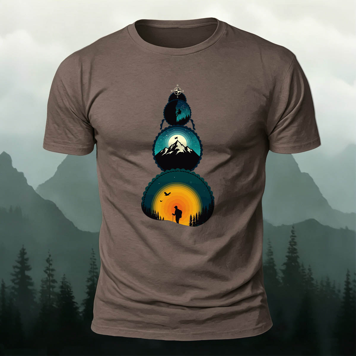 Art of the Snow-Capped Peaks Printed Casual Cotton Tee