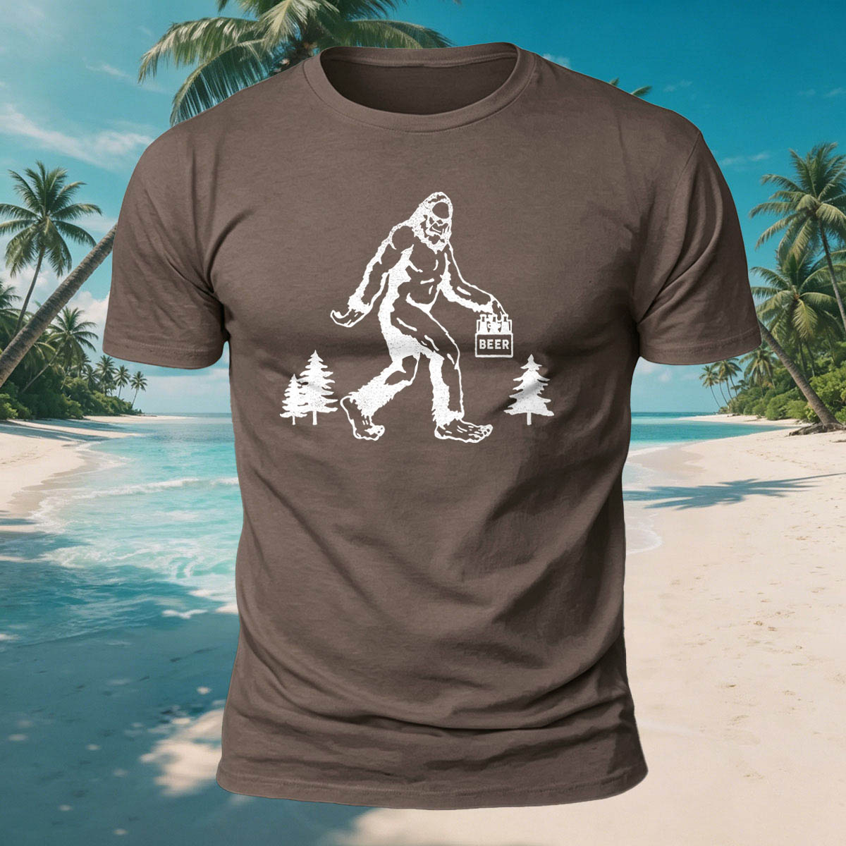 Gorilla Carrying Beer Print Casual Breathable Cotton T-Shirt