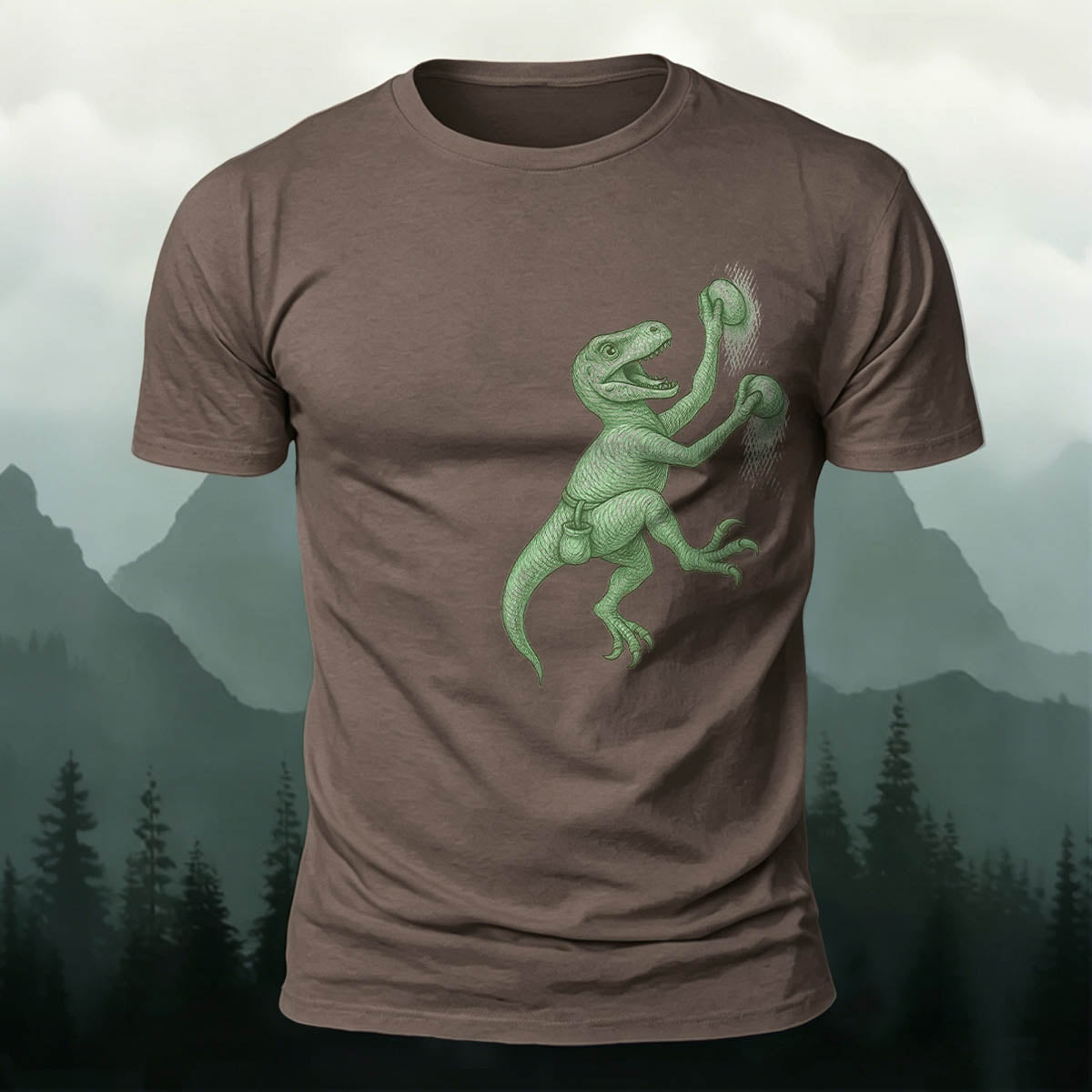 Dinosaur Climbing Fun Print Outdoor Breathable T-Shirt
