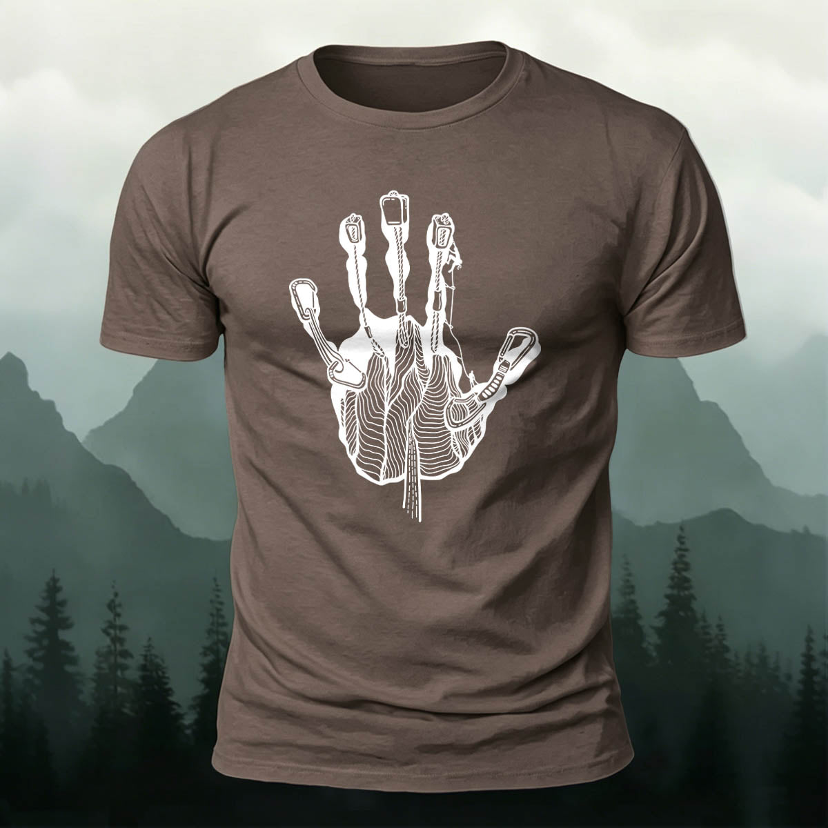 Rock Climbing Handprint Casual 100% Cotton T-Shirt