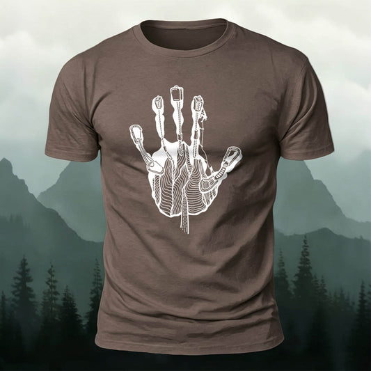Rock Climbing Handprint Casual 100% Cotton T-Shirt