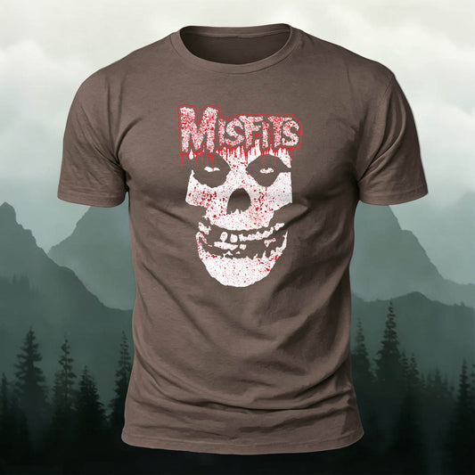 Pure Cotton Crimson Ghost Skull Graphic Vintage T-Shirt
