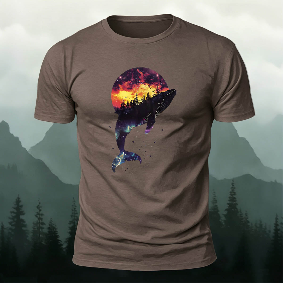 Whale Outdoor Scenic Print Casual Breathable T-Shirt