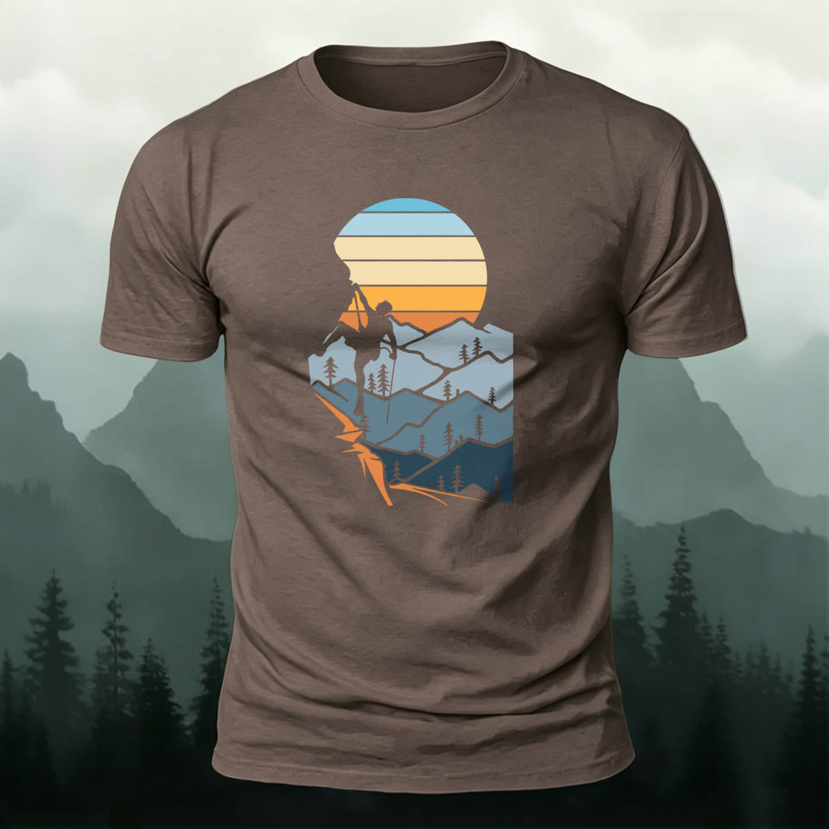 Outdoor Hiking Enthusiasts Adventure Print Cotton Tee