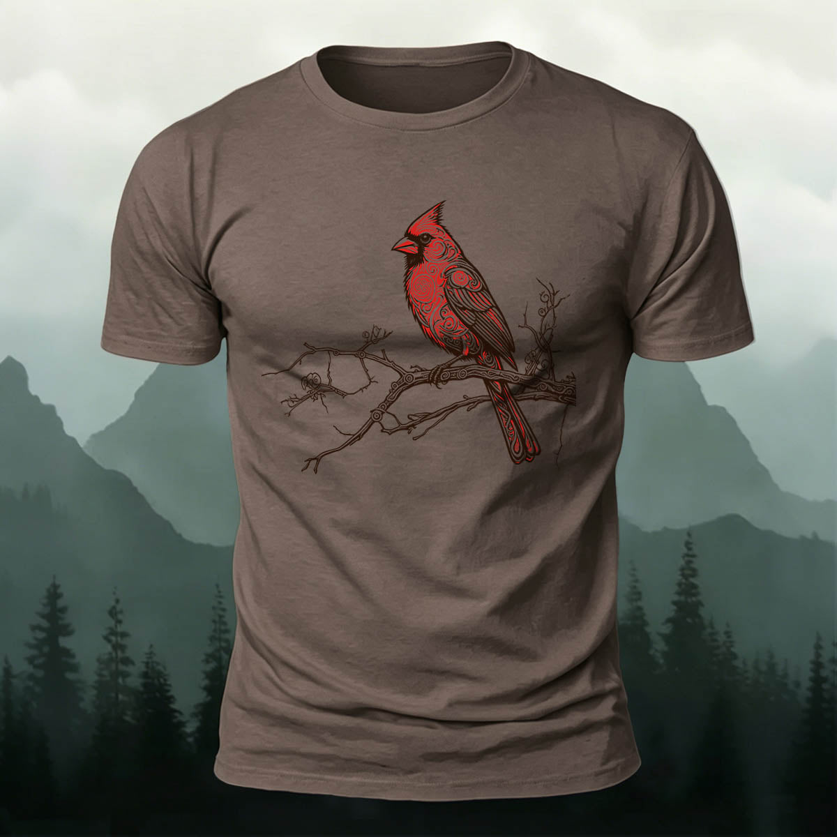 Vintage Red Cardinal Casual 100% Cotton T-Shirt