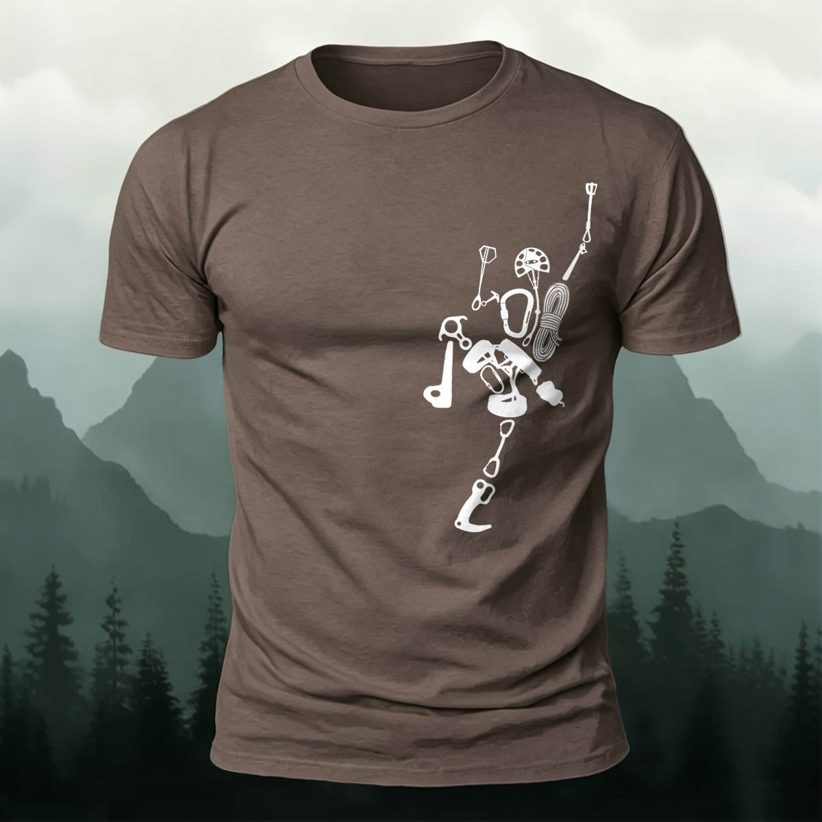 Fun Rock Climbing Print Casual Cotton T-Shirt