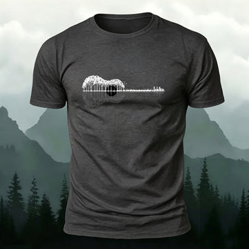 Premium Cotton Guitar Silhouette Printed Casual T-Shirt
