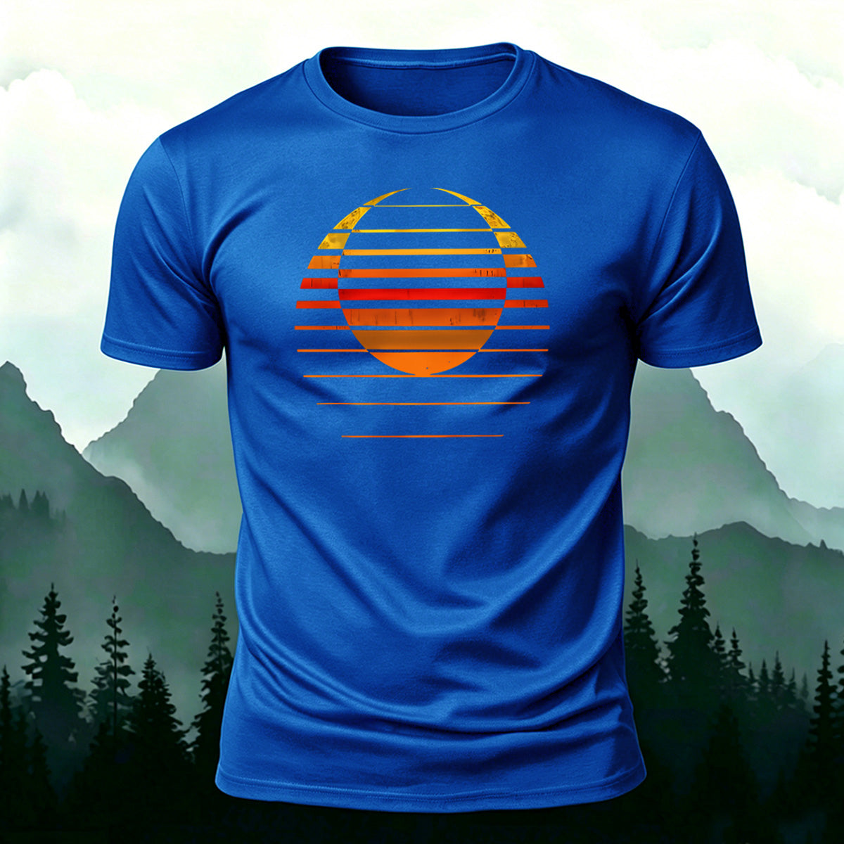 Sunset Art Print Combed Cotton Casual T-Shirt