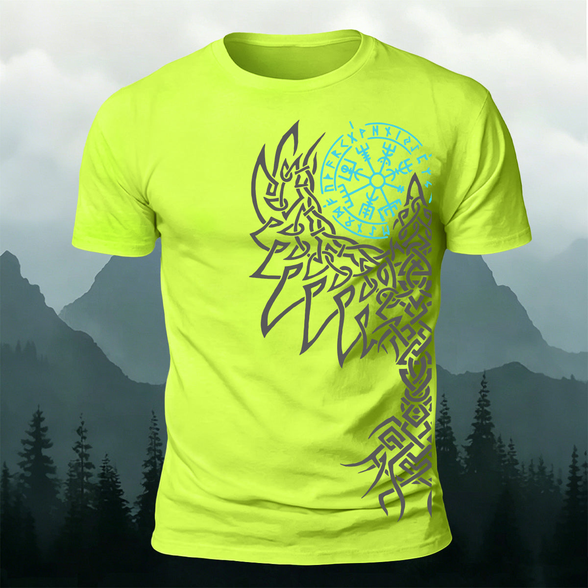 Giant Wolf Mythological Totem Print  Casual Cotton T-Shirt
