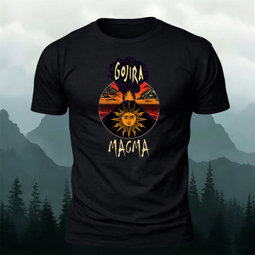 Premium Cotton Retro Volcano Eruption Graphic Casual Tee