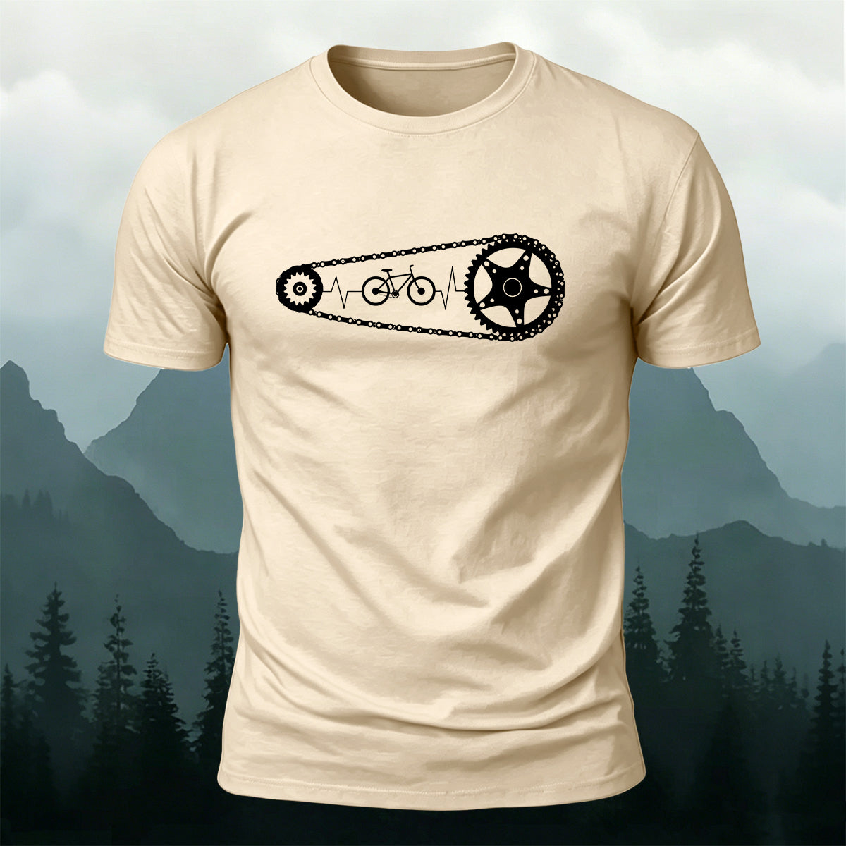 Minimalist Cycling Chain Natural Breathable T-Shirt