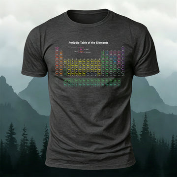 Combed Cotton Periodic Table Print Round Neckline T-Shirt
