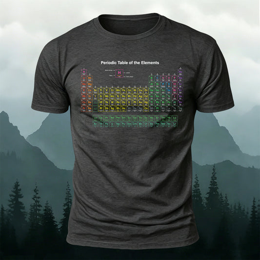 Combed Cotton Periodic Table Print Round Neckline T-Shirt
