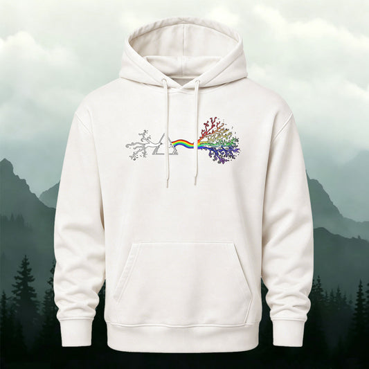 Cotton Blend Artistic Rainbow Tree Stylish Casual Hoodie