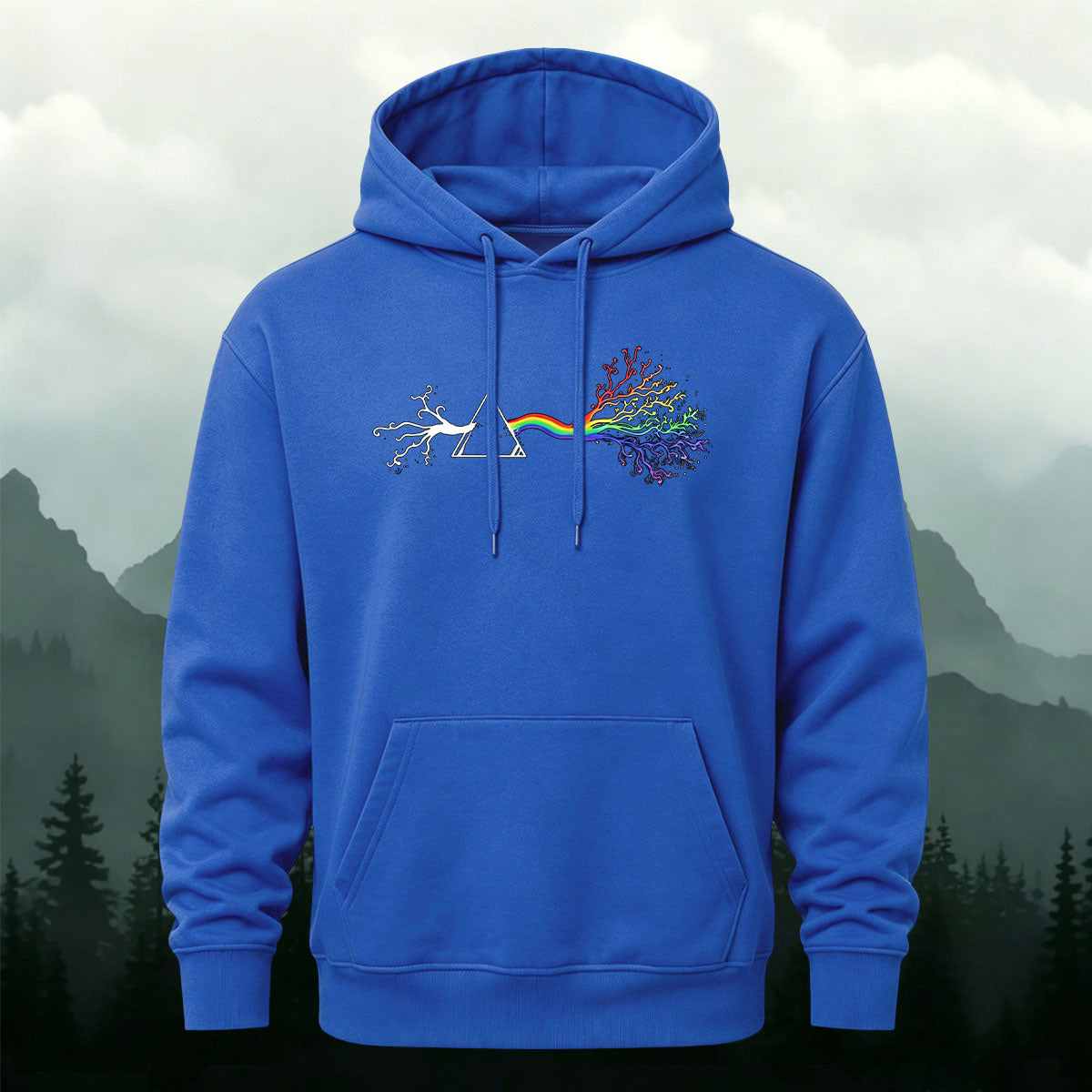 Cotton Blend Artistic Rainbow Tree Stylish Casual Hoodie