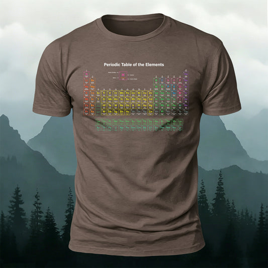 Combed Cotton Periodic Table Print Round Neckline T-Shirt