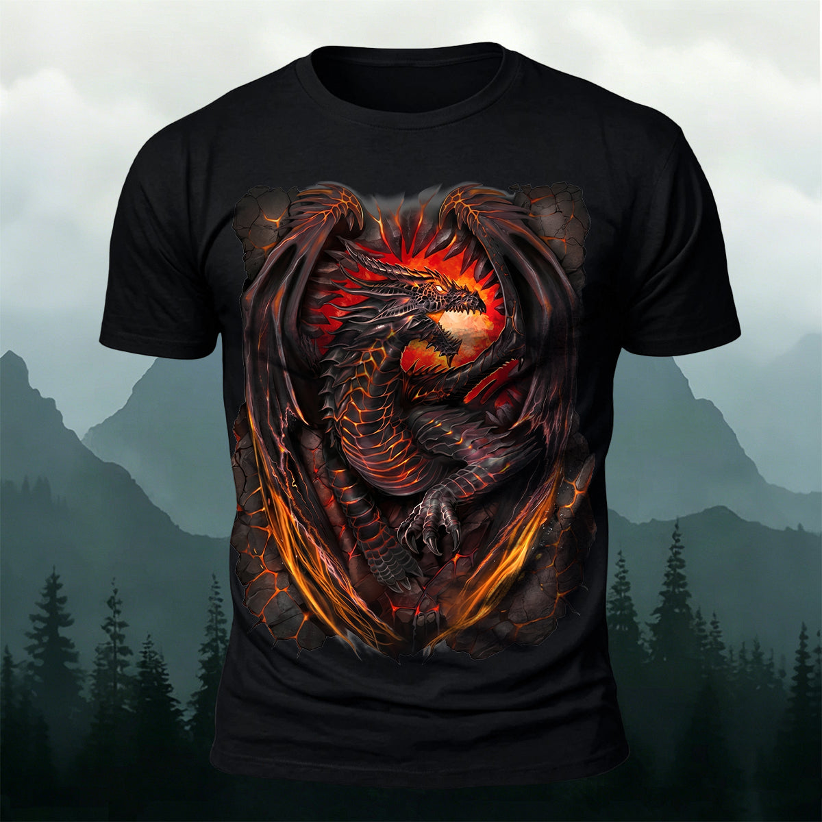 Retro Evil Dragon Print Casual Comfortable T-Shirt