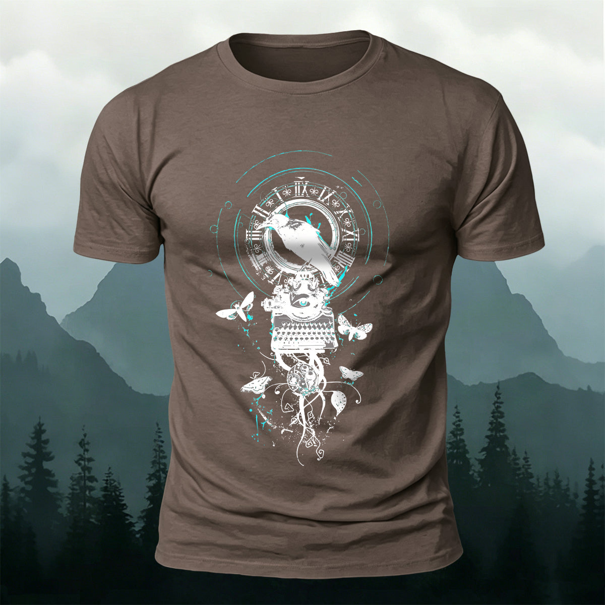 Artistic Bird Print Fashionable 100% Cotton T-Shirt