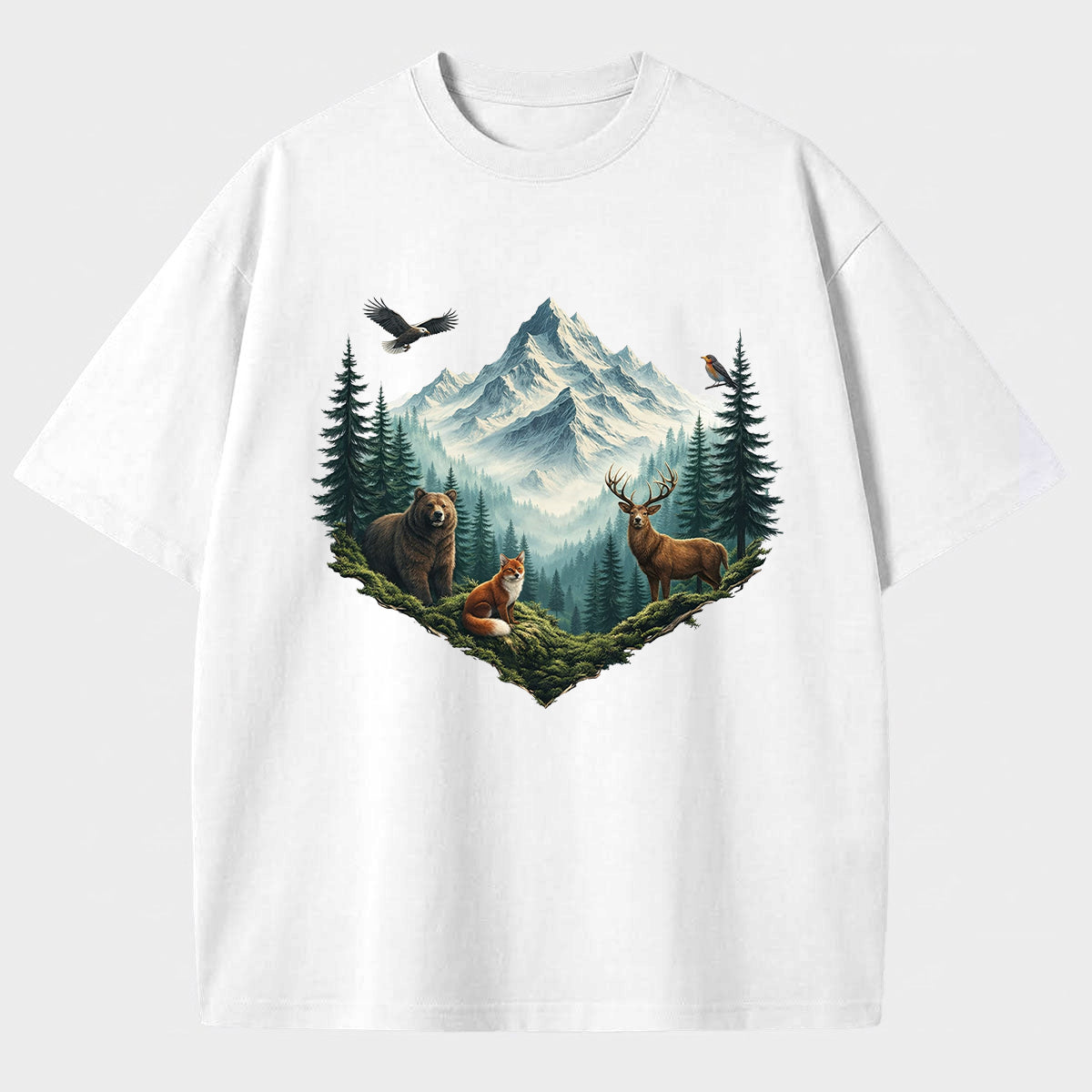 Artistic Landscape Print Men's Cotton Tee