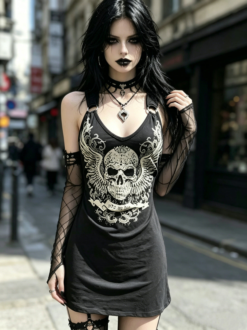 Fashion Dark Skull Print Sleeveless Vest