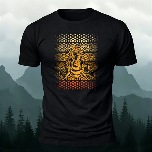 Premium Cotton Bee Print Insect Art Casual T-Shirt