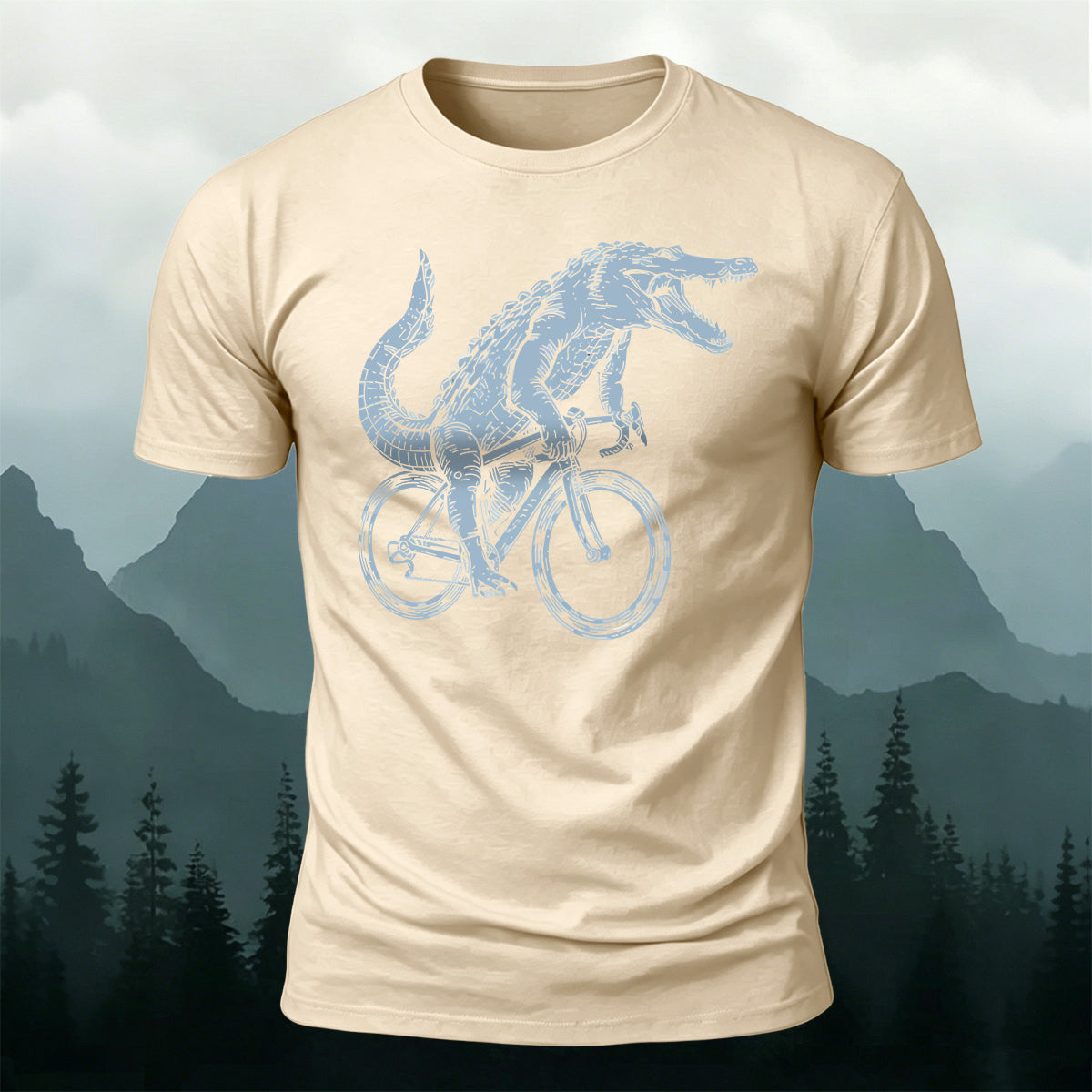 Crocodile Riding Fun Casual Premium Cotton T-Shirt