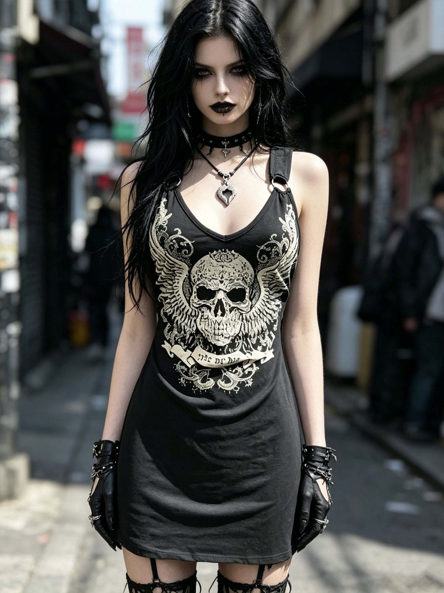 Fashion Dark Skull Print Sleeveless Vest