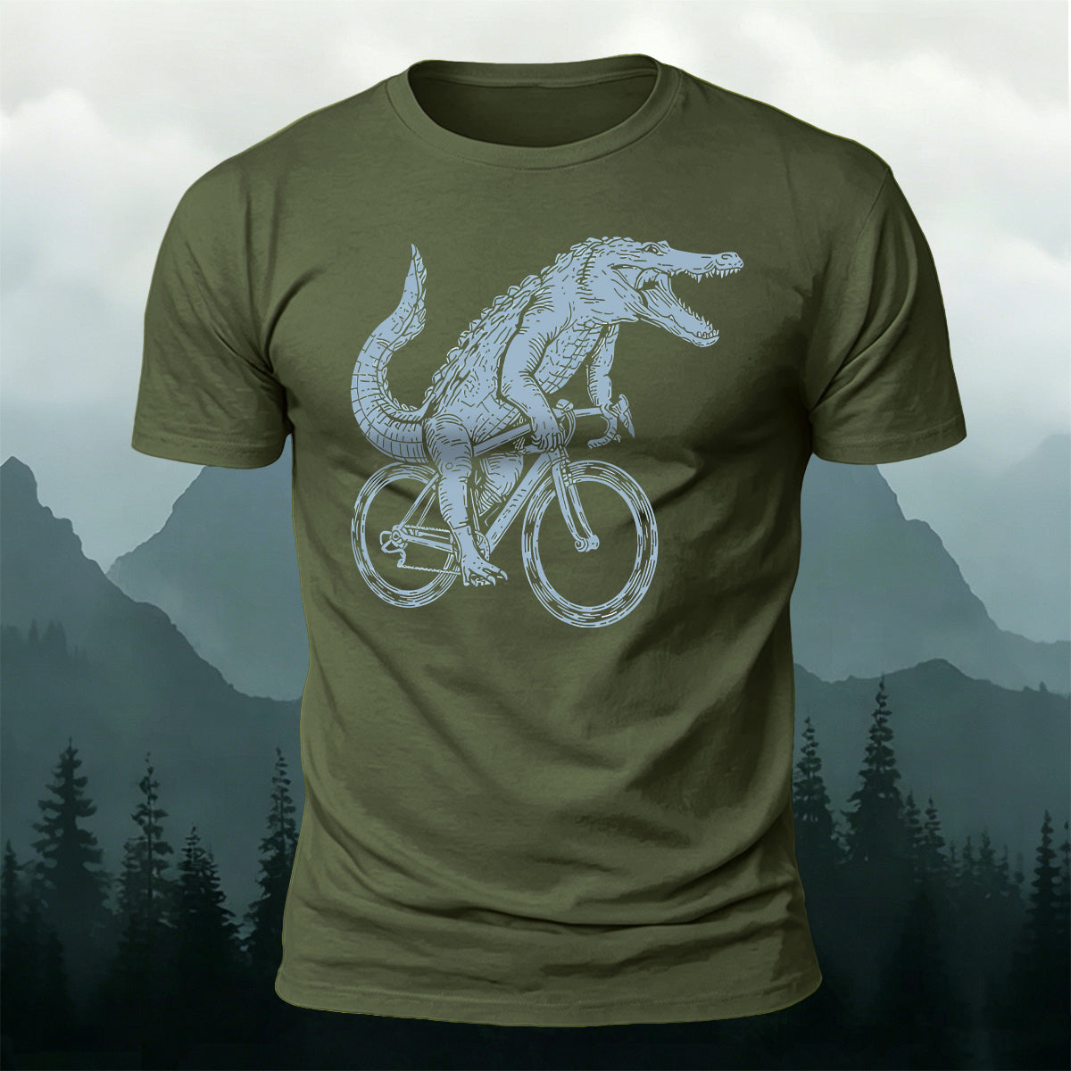Crocodile Riding Fun Casual Premium Cotton T-Shirt