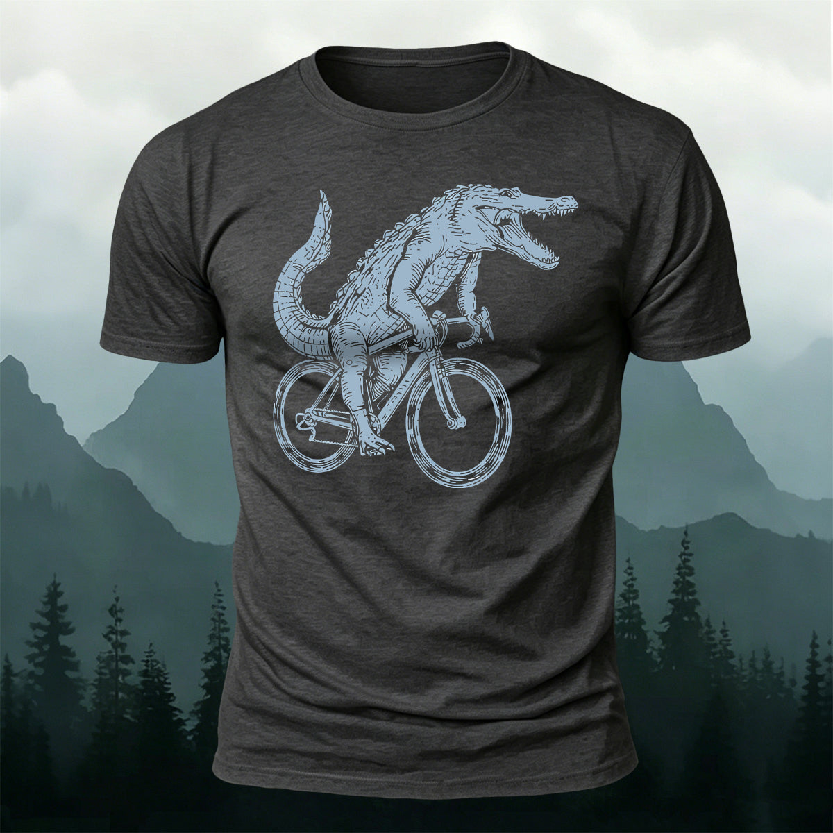 Crocodile Riding Fun Casual Premium Cotton T-Shirt