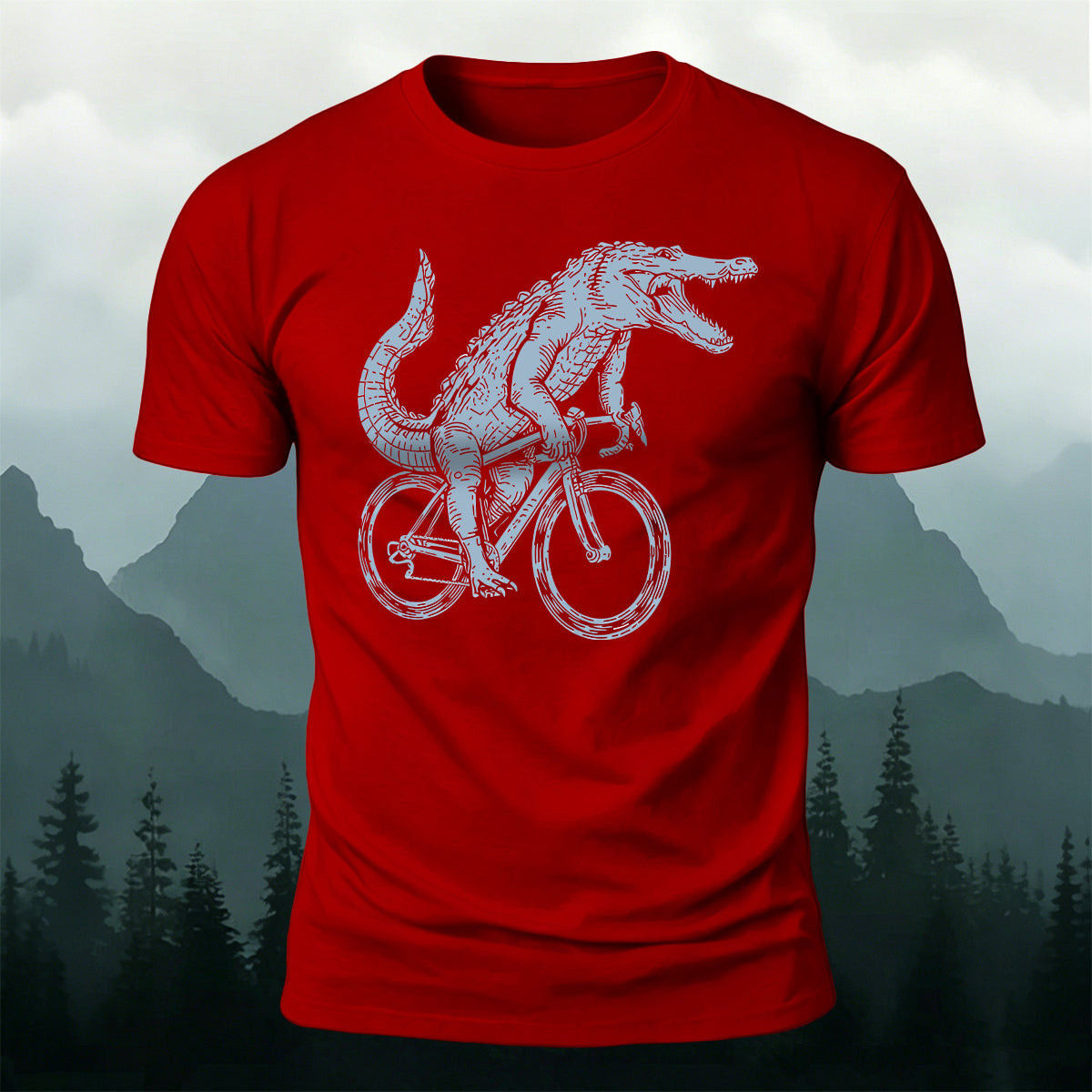 Crocodile Riding Fun Casual Premium Cotton T-Shirt