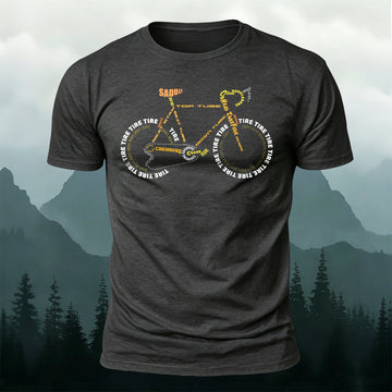 100% Cotton Letter Cycling Pattern Casual T-Shirt