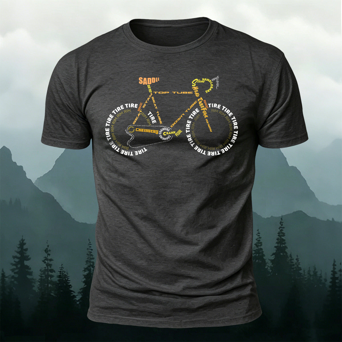 100% Cotton Letter Cycling Pattern Casual T-Shirt