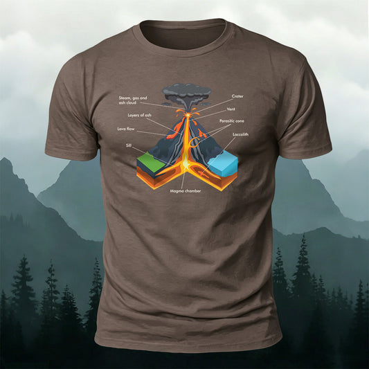 Cotton Volcano Cross Section Geology Diagram Casual Tee